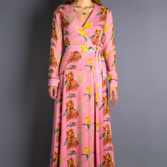 Ganni Dresses & Skirts - Ganni Marceau Georgette Wrap Dress in Sea Pink Floral